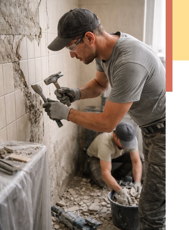 Демонтаж плитки со стен в Тобольске от 864 руб. — быстро и недорого | ОТДЕЛОЧНИК-Тбл