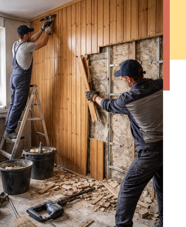 Демонтаж вагонки со стен в Тобольске от 1474 руб. — снятие, удаление, срочно | ОТДЕЛОЧНИК-Тбл