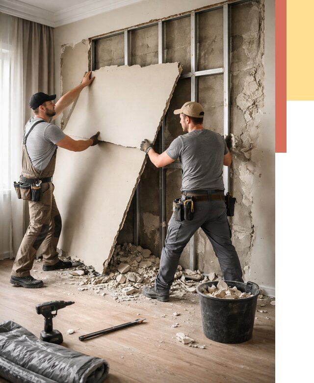 Демонтаж гипсокартона со стен в Тобольске от 356 руб. — услуги демонтажа | ОТДЕЛОЧНИК-Тбл