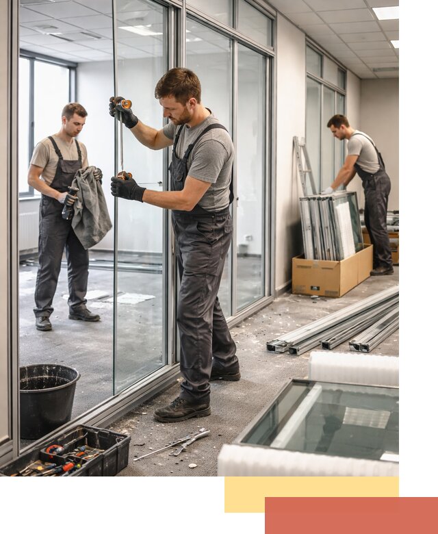 Демонтаж стеклянных перегородок в Тобольске быстро и безопасно