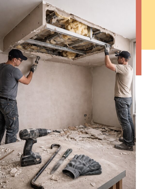 Демонтаж короба из гипсокартона в Тобольске от 1545 руб. — быстро и недорого | ОТДЕЛОЧНИК-Тбл