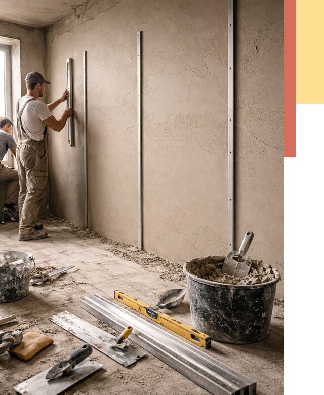 Штукатурка стен по маякам в Тобольске от 5592 руб./м² — выравнивание под ключ | ОТДЕЛОЧНИК-Тбл