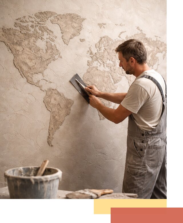 Декоративная штукатурка «Карта мира» под ключ в Тобольске