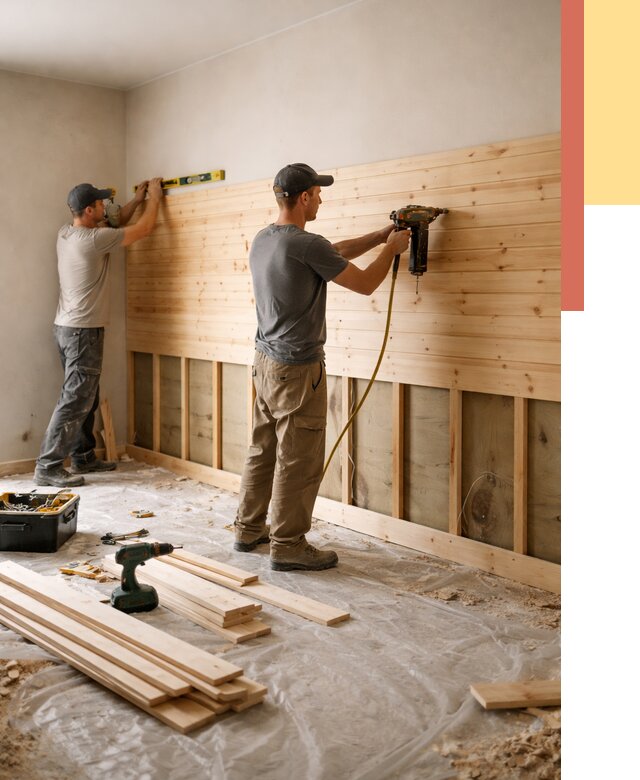 Монтаж деревянной вагонки на стены в Тобольске от 7625 руб. | Услуги монтажа вагонки | ОТДЕЛОЧНИК-Тбл