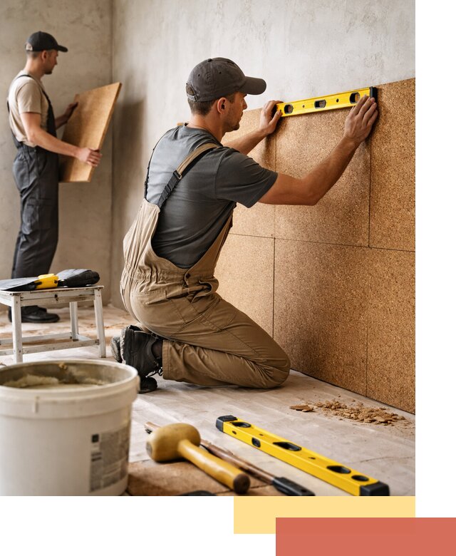 Монтаж пробковых панелей на стены в Тобольске быстро и качественно