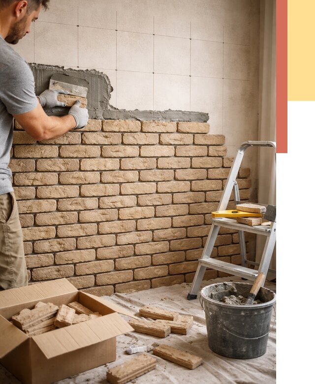 Монтаж декоративного кирпича в Тобольске от 3253 руб./м² — быстро и недорого | ОТДЕЛОЧНИК-Тбл