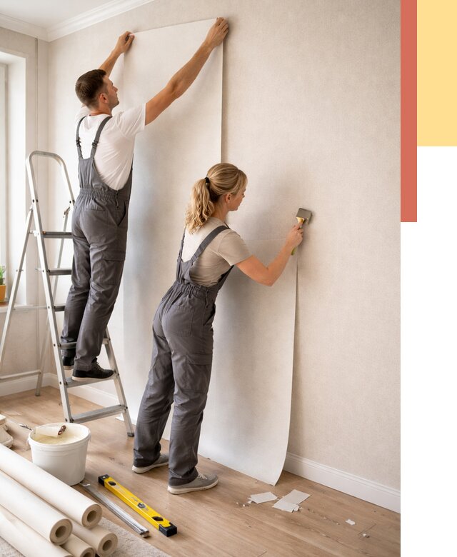 Поклейка флизелиновых обоев в Тобольске от 6100 руб. | Быстро и недорого — ОТДЕЛОЧНИК-Тбл