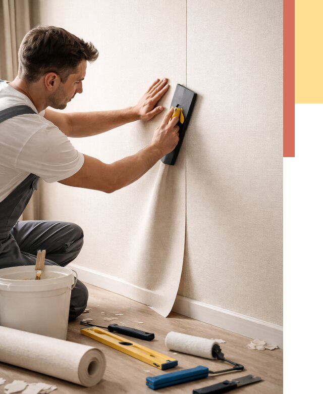 Поклейка виниловых обоев в Тобольске от 4575 руб. | Быстро и недорого — ОТДЕЛОЧНИК-Тбл