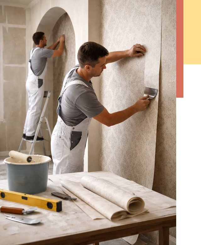 Поклейка обоев на сложные стены в Тобольске от 2847 руб. под ключ | ОТДЕЛОЧНИК-Тбл