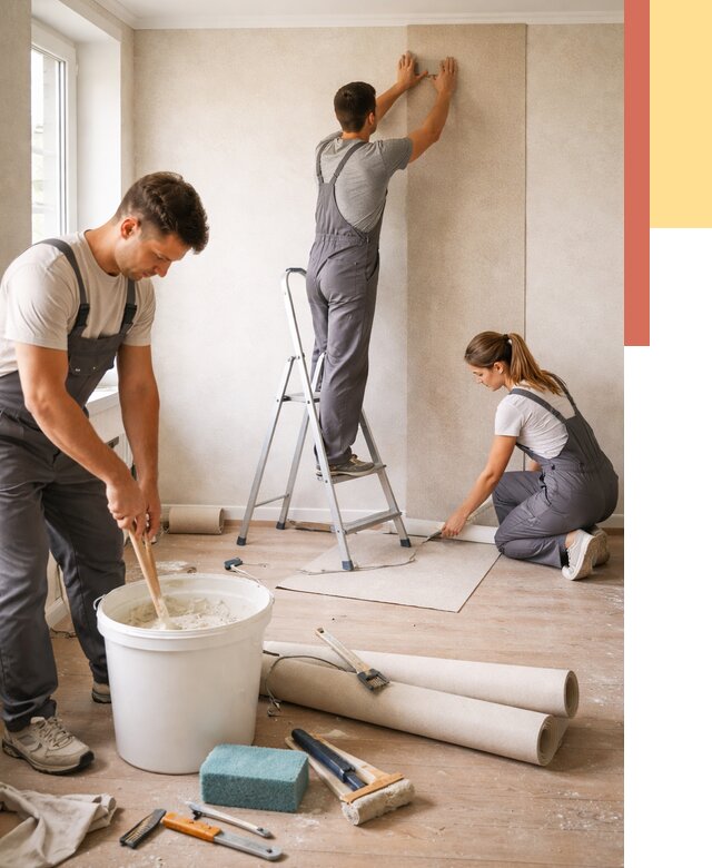 Оклейка стен обоями в Тобольске от 3558 руб/м2 — быстро и недорого | ОТДЕЛОЧНИК-Тбл