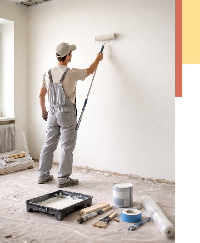 Покраска стен водоэмульсионной краской в Тобольске от 458 руб. за м² | ОТДЕЛОЧНИК-Тбл