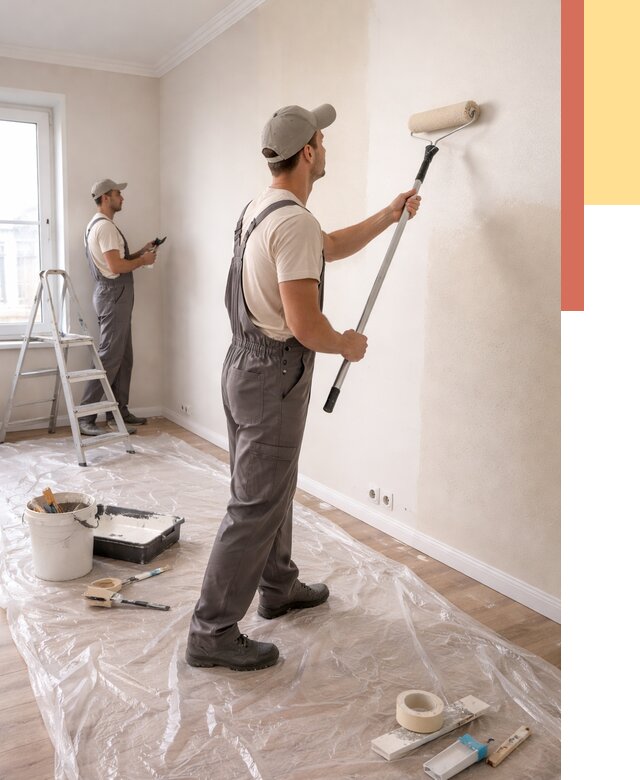 Покраска стен акриловой краской в Тобольске от 3558 руб./м² — быстро и недорого | ОТДЕЛОЧНИК-Тбл