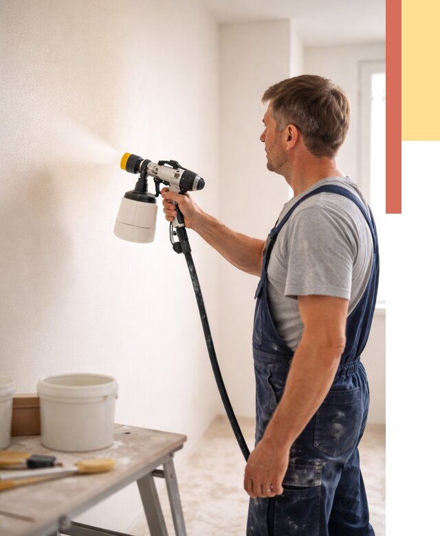 Покраска стен краскопультом в Тобольске от 7625 руб. — механизированная покраска | ОТДЕЛОЧНИК-Тбл