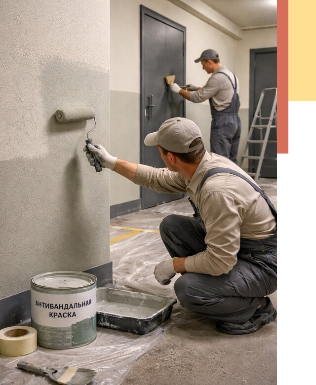 Покраска стен антивандальной краской в Тобольске от 4575 руб./м² под ключ | ОТДЕЛОЧНИК-Тбл