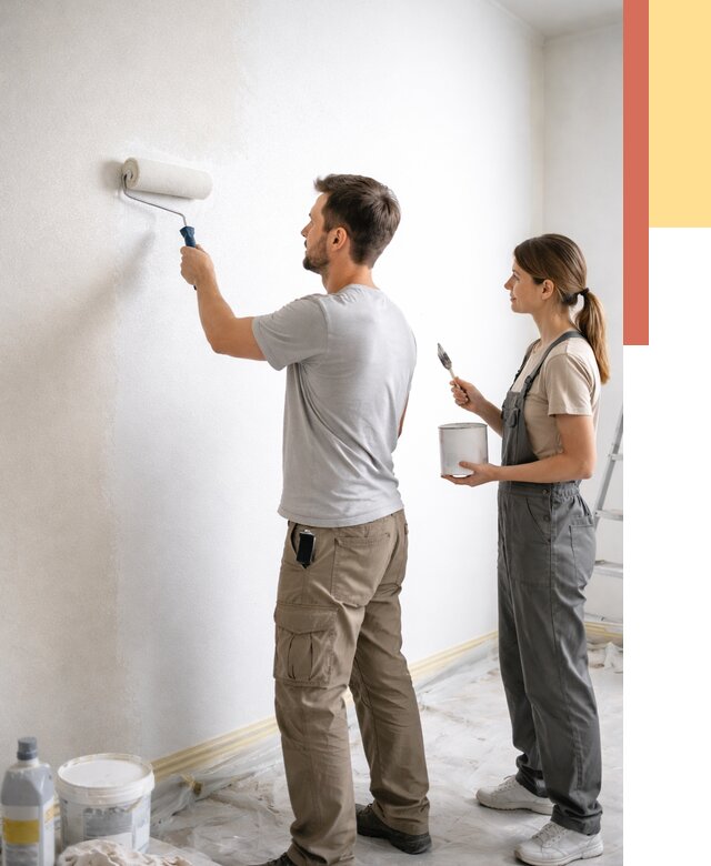 Окраска стен по стеклохолсту в Тобольске от 4575 руб/м² под ключ | ОТДЕЛОЧНИК-Тбл