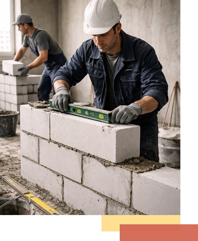 Кладка перегородок из пеноблока под ключ в Тобольске