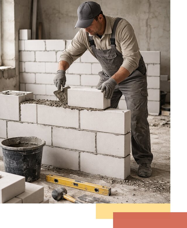 Кладка перегородок из силикатного блока в Тобольске