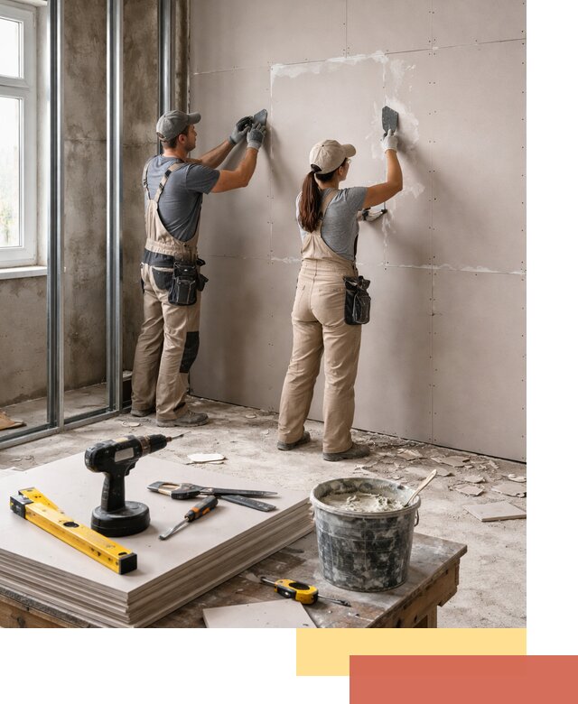 Монтаж двухслойной перегородки из гипсокартона в Тобольске