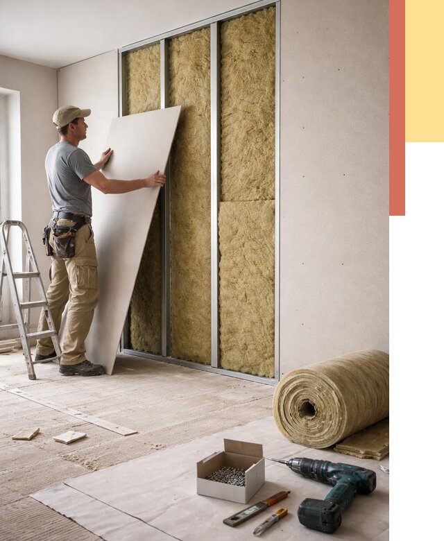 Перегородка из гипсокартона с шумоизоляцией в Тобольске от 3172 руб. | ОТДЕЛОЧНИК-Тбл