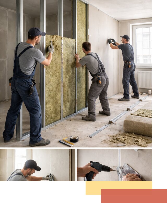 Перегородка из гипсокартона с шумоизоляцией в Тобольске — монтаж под ключ