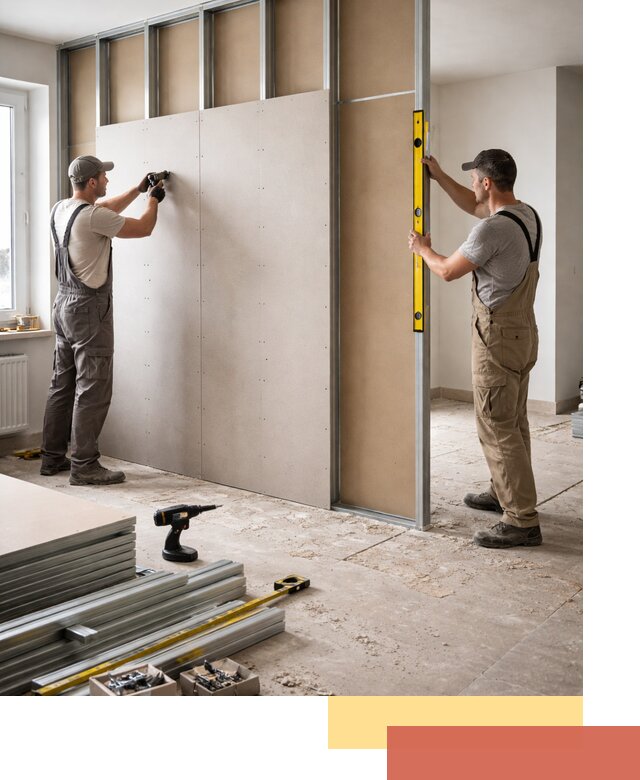 Зонирующая перегородка из гипсокартона под ключ в Тобольске