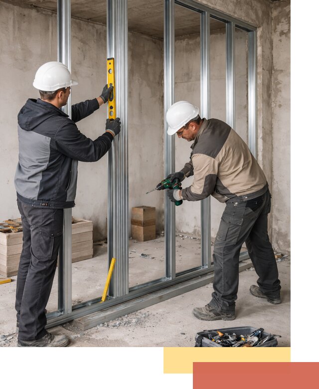 Монтаж каркаса перегородки из профиля в Тобольске