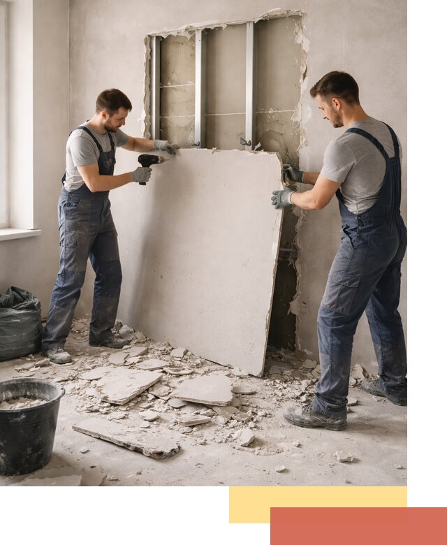 Демонтаж перегородки из гипсокартона в Тобольске быстрый и аккуратный