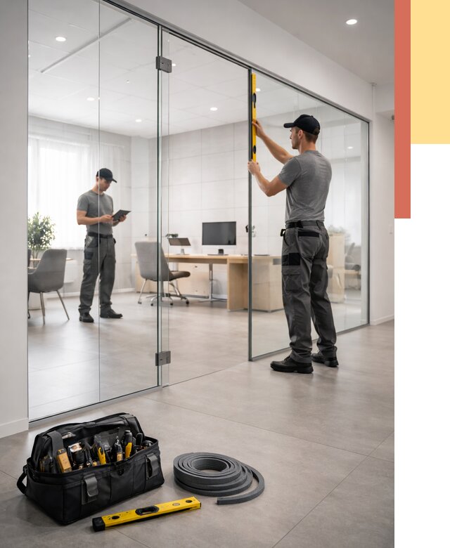 Цельностеклянные перегородки под ключ в Тобольске от 9659 руб. — монтаж и цены | ОТДЕЛОЧНИК-Тбл