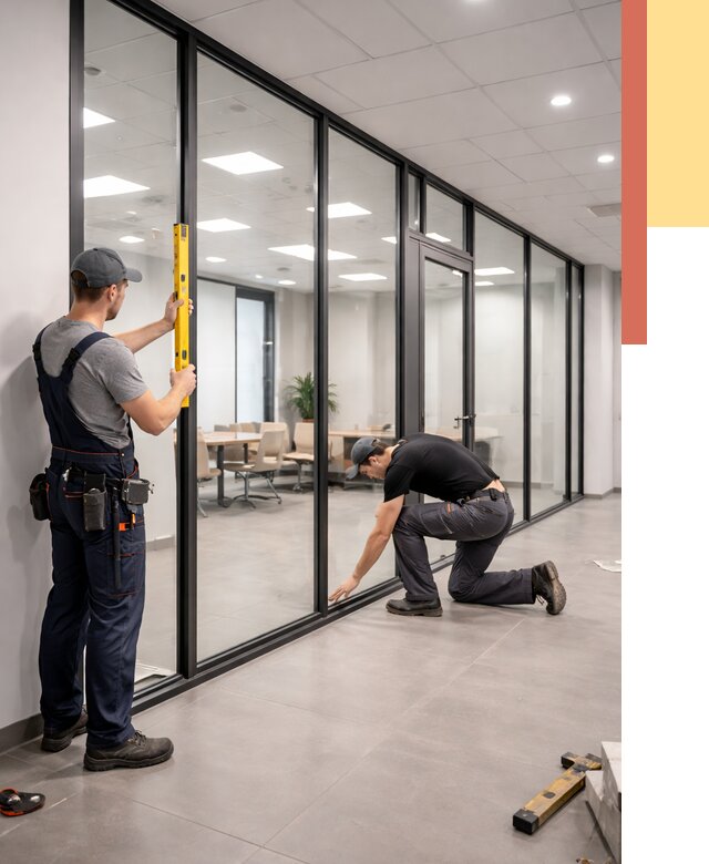 Каркасные стеклянные перегородки в Тобольске под ключ от 9354 руб. | ОТДЕЛОЧНИК-Тбл