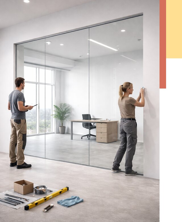 Перегородки из закаленного стекла в Тобольске от 9659 руб. под ключ | ОТДЕЛОЧНИК-Тбл