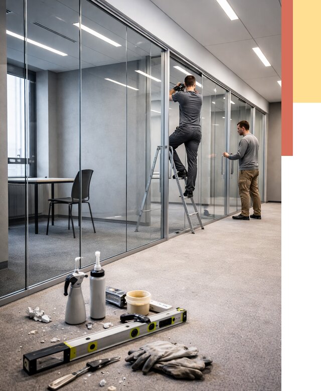 Стеклянные офисные перегородки в Тобольске от 8642 руб. — монтаж и установка | ОТДЕЛОЧНИК-Тбл