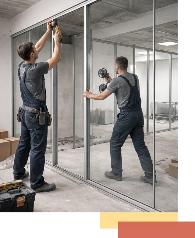 Алюминиевые перегородки со стеклом в Тобольске — изготовление и монтаж