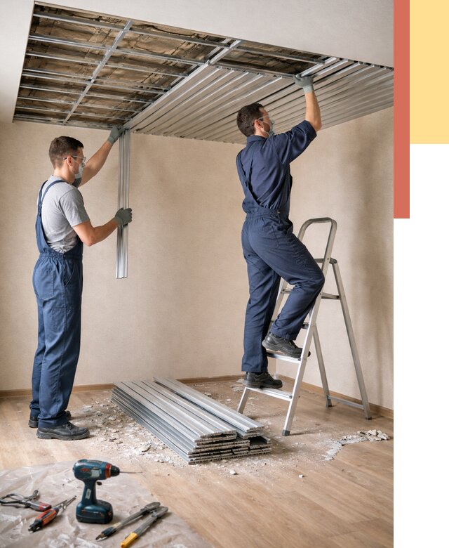 Демонтаж реечного потолка в Тобольске от 4575 руб. быстро и недорого | ОТДЕЛОЧНИК-Тбл