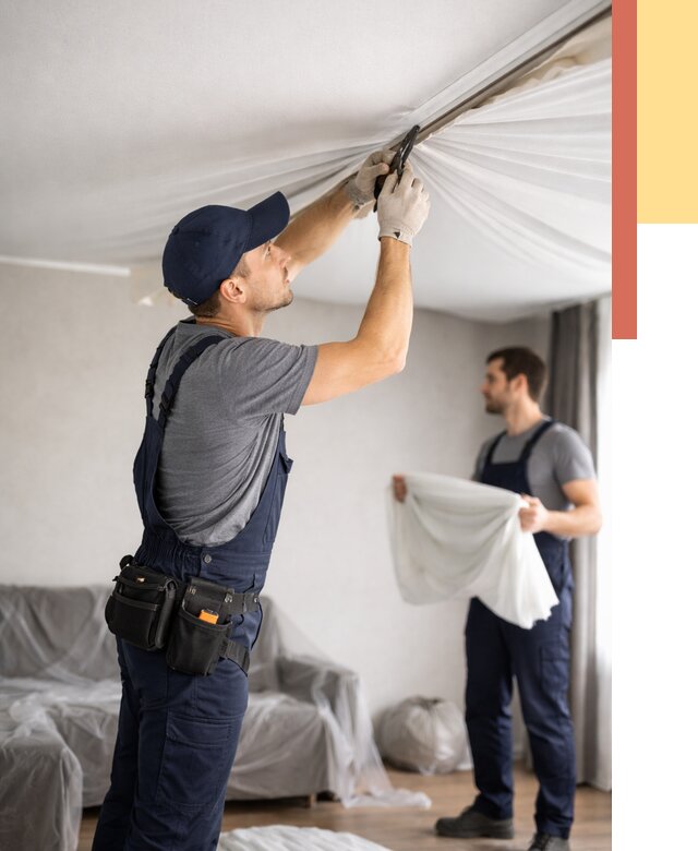 Демонтаж натяжного потолка в Тобольске от 4575 руб. — снятие и разбор под ключ | ОТДЕЛОЧНИК-Тбл