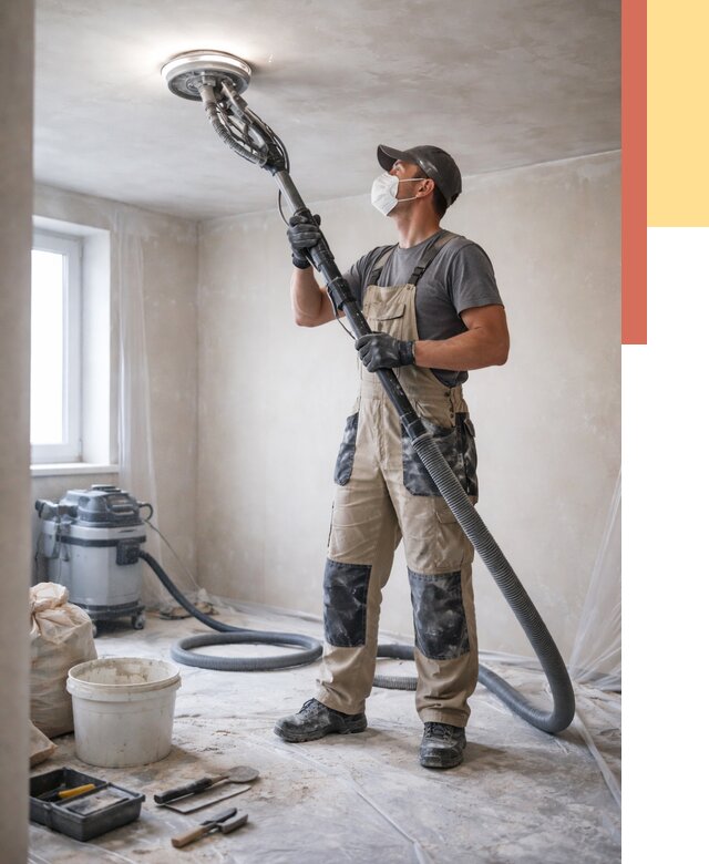 Шлифовка потолка в Тобольске от 3558 руб. — услуги шлифования потолка | ОТДЕЛОЧНИК-Тбл