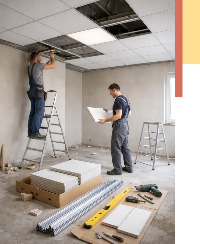 Монтаж потолка армстронг в Тобольске от 4575 руб/м2 — быстрая установка под ключ | ОТДЕЛОЧНИК-Тбл