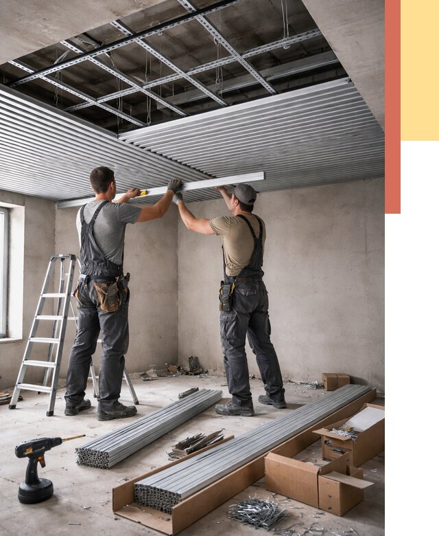 Монтаж реечного потолка в Тобольске от 4575 руб. под ключ | ОТДЕЛОЧНИК-Тбл