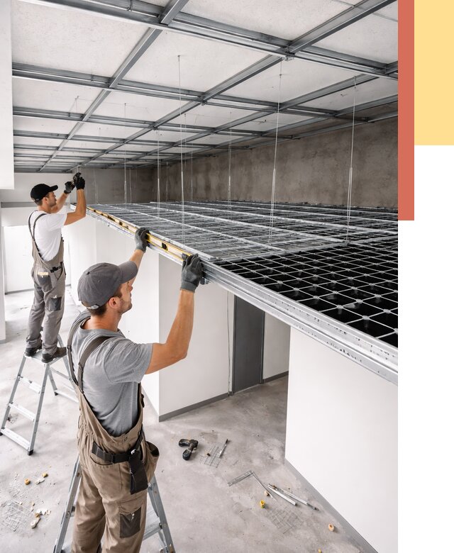 Монтаж потолка грильято в Тобольске от 458 руб./м² — быстрая сборка под ключ | ОТДЕЛОЧНИК-Тбл