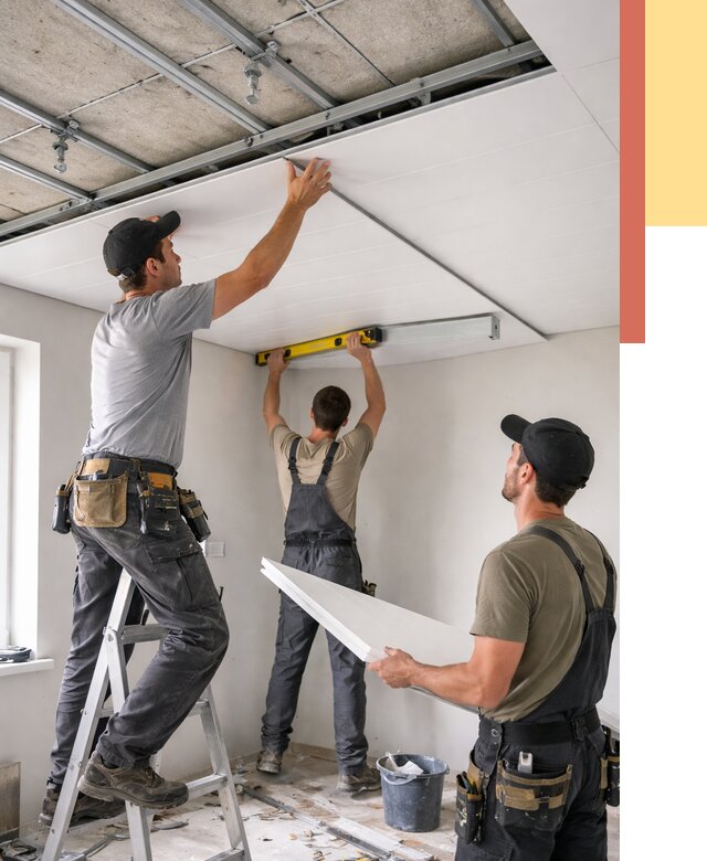 Монтаж потолка из ПВХ панелей в Тобольске от 3558 руб./м2 — быстро и недорого | ОТДЕЛОЧНИК-Тбл