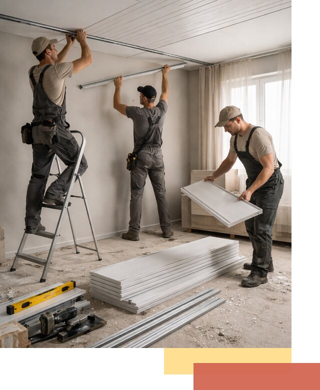 Монтаж потолка из ПВХ панелей в Тобольске оперативно и качественно