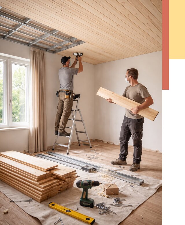 Монтаж потолка из вагонки в Тобольске от 6609 руб. | Быстро и недорого — ОТДЕЛОЧНИК-Тбл