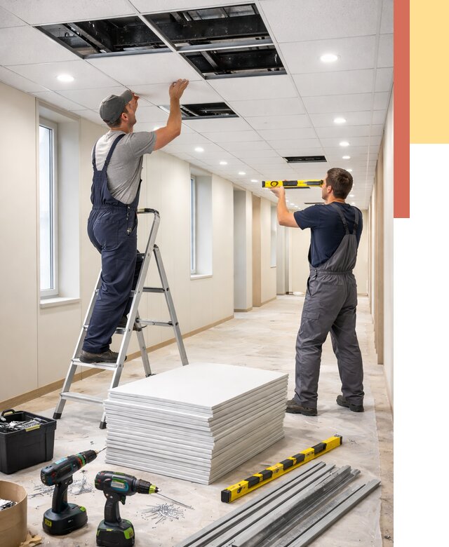 Ремонт потолка Армстронг в Тобольске от 4575 руб. — быстро и недорого | ОТДЕЛОЧНИК-Тбл