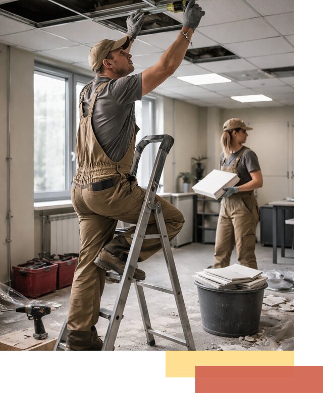 Ремонт потолка Армстронг и замена плит в Тобольске