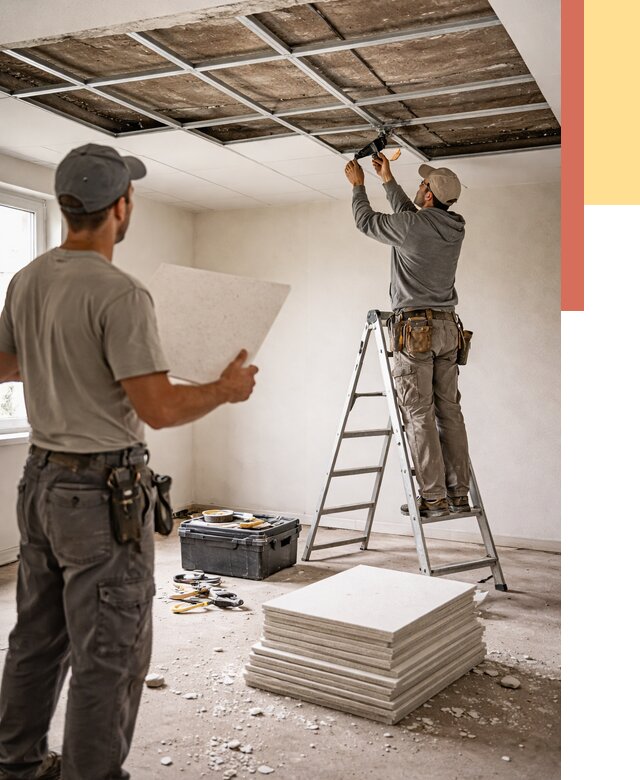 Замена плит подвесного потолка в Тобольске от 1779 руб. быстро и недорого | ОТДЕЛОЧНИК-Тбл