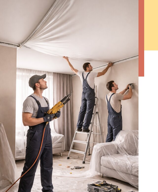 Установка натяжного потолка в Тобольске от 4575 руб. | Быстро и недорого — ОТДЕЛОЧНИК-Тбл