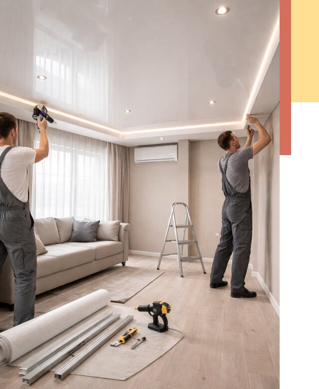 Монтаж глянцевого натяжного потолка в Тобольске от 763 руб. под ключ | ОТДЕЛОЧНИК-Тбл