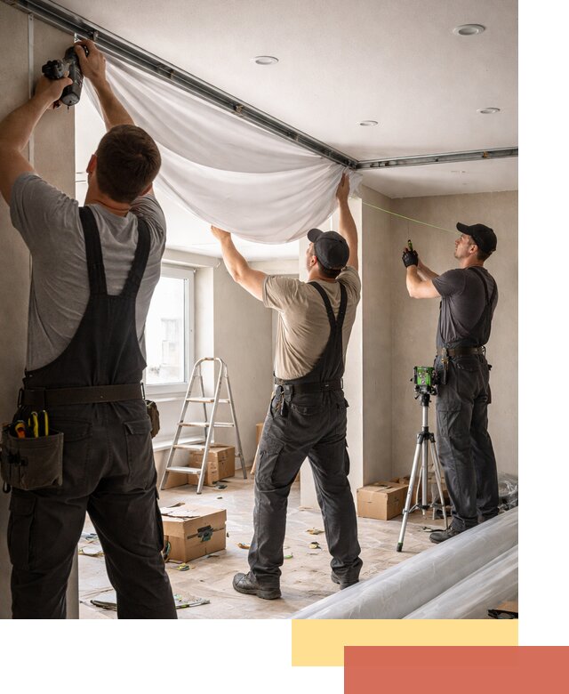 Монтаж парящего натяжного потолка под ключ в Тобольске