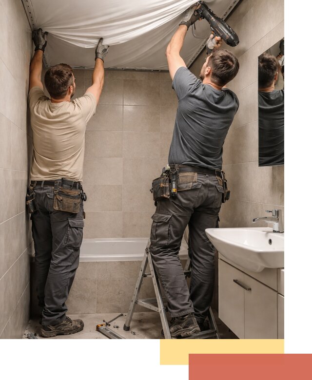 Монтаж натяжного потолка в ванной в Тобольске быстро и качественно