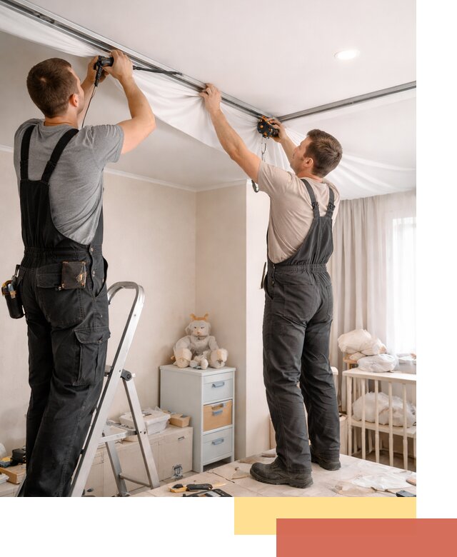 Монтаж натяжного потолка в детской комнате в Тобольске