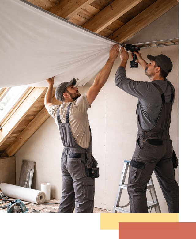 Монтаж натяжного потолка в мансарде в Тобольске